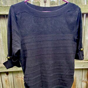Black longline short sleeve sweater